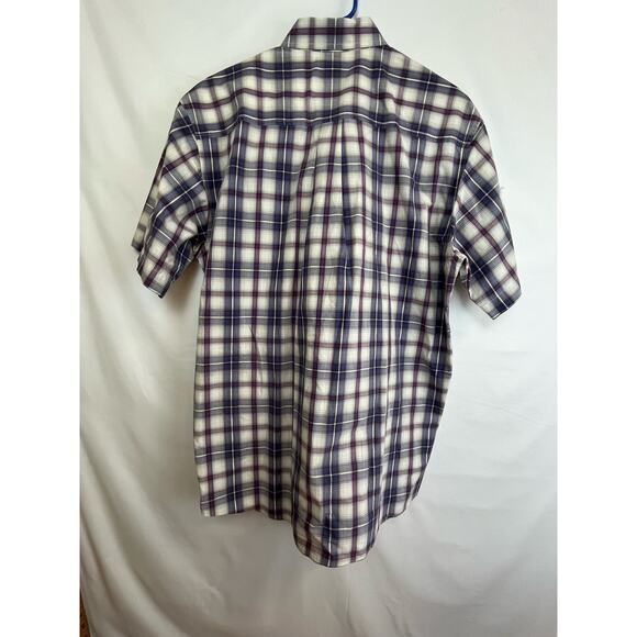 Cinch Men's Large Blue/Red/White Plaid Short Sleeve Button Down Western Shirt - Picture 7 of 7